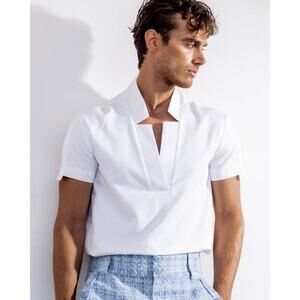 Orttu Star Neck White Mens Shirt XL